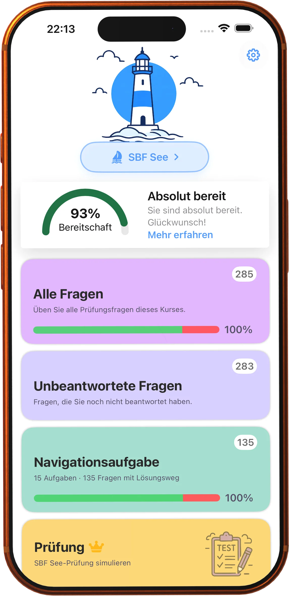 Bootsführerschein SBF & Funk app features