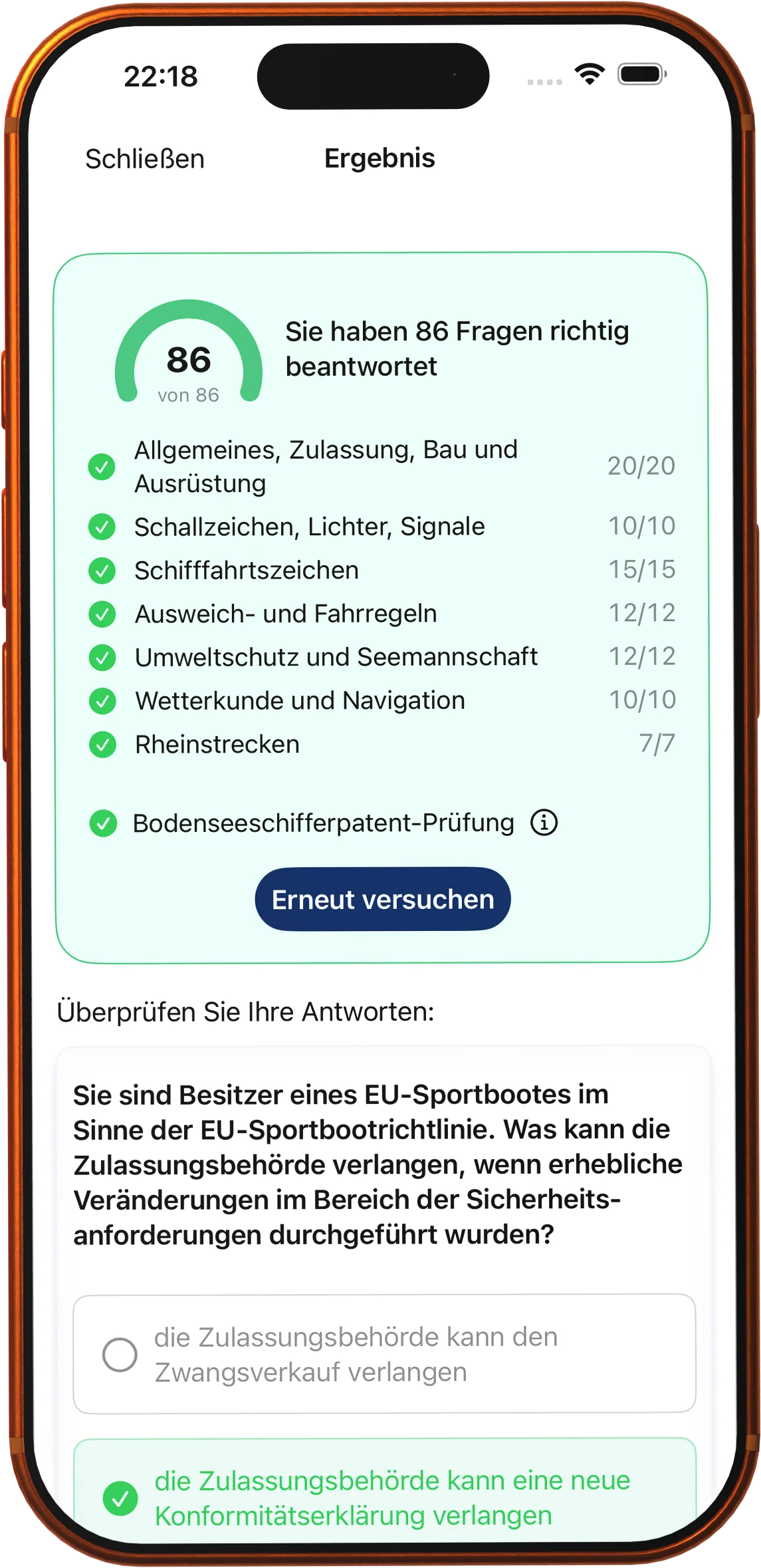 Jedes Sachgebiet bestehen, wie im Original